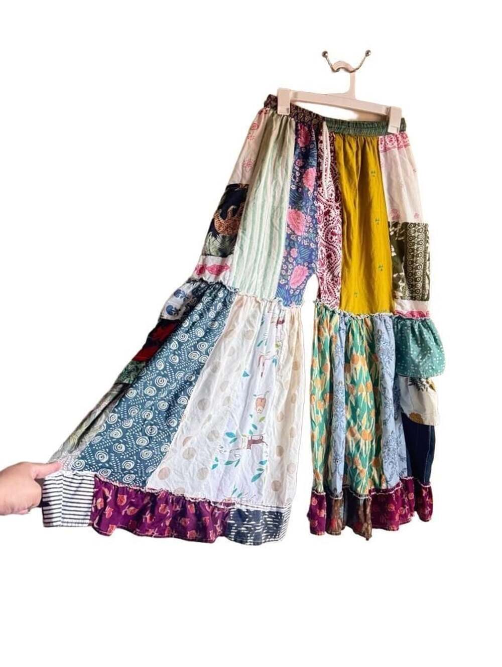 Ashley Taylor Boho Patchwork Wide Leg Pants One Size